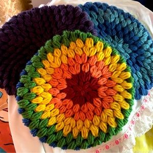 Handmade crocheted knitted beanie hats